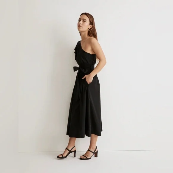 Madewell Ruffled One-Shoulder Midi Dress